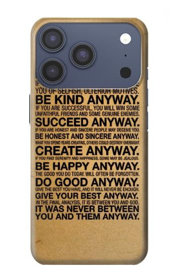 S2513 マザーテレサ とにかく引用 Mother Teresa Anyway Quotes iPhone 17 Pro バックケース、フリップケース・カバー