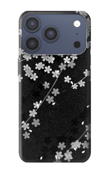 S2544 黒花柄の着物 Japanese Kimono Style Black Flower Pattern iPhone 17 Pro, 18 Pro バックケース、フリップケース・カバー