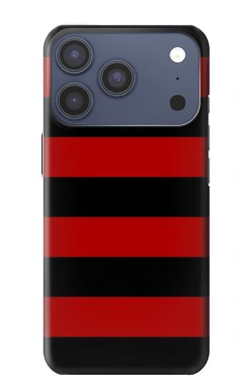 S2638 黒と赤のストライプ Black and Red Striped iPhone 17 Pro, 18 Pro バックケース、フリップケース・カバー