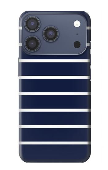 S2767 ネイビーホワイトストライプ Navy White Striped iPhone 17 Pro, 18 Pro バックケース、フリップケース・カバー
