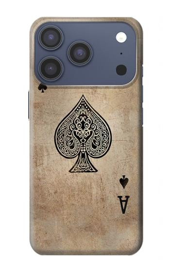 S2928 ヴィンテージスペードのエースカード Vintage Spades Ace Card iPhone 17 Pro, 18 Pro バックケース、フリップケース・カバー