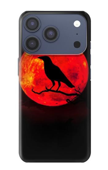S3328 カラス赤い月 Crow Red Moon iPhone 17 Pro, 18 Pro バックケース、フリップケース・カバー