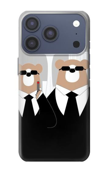 S3557 黒いスーツのクマ Bear in Black Suit iPhone 17 Pro, 18 Pro バックケース、フリップケース・カバー