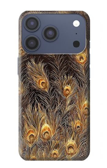 S3691 ゴールドピーコックフェザー Gold Peacock Feather iPhone 17 Pro, 18 Pro バックケース、フリップケース・カバー