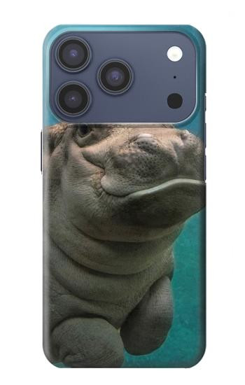 S3871 かわいい赤ちゃんカバ カバ Cute Baby Hippo Hippopotamus iPhone 17 Pro, 18 Pro バックケース、フリップケース・カバー