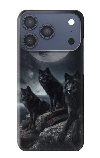 S3970 黒いオオカミの満月 Black Wolf Full Moon iPhone 17 Pro, 18 Pro バックケース、フリップケース・カバー
