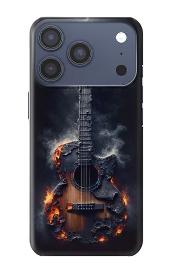 S3972 焦げたアコースティックギターのグラフィック Burned Acoustic Guitar Graphic iPhone 17 Pro, 18 Pro バックケース、フリップケース・カバー