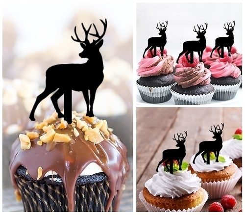 TA0007 トナカイ Deer Reindeer アクリル製 カップケーキトッパー ケーキトッパー ケーキスティック 結婚式　誕生日　パーティー　装飾用品　アクセサリー　10本