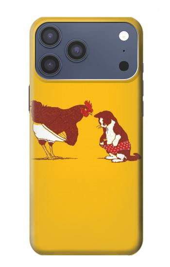 S1093 ルースターと猫の面白い Rooster and Cat Joke iPhone 17 Pro Max, 18 Pro Max バックケース、フリップケース・カバー