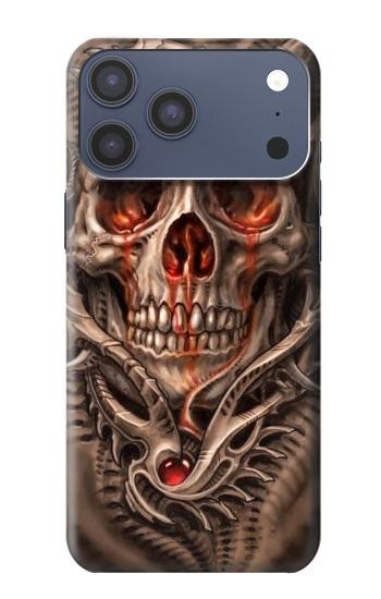 S1675 頭蓋骨の血のタトゥー Skull Blood Tattoo iPhone 17 Pro Max, 18 Pro Max バックケース、フリップケース・カバー
