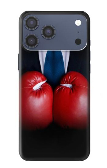 S2261 ボクシンググローブ黒スーツビジネスマン Businessman In Black Suit With Boxing Gloves iPhone 17 Pro Max バックケース、フリップケース・カバー