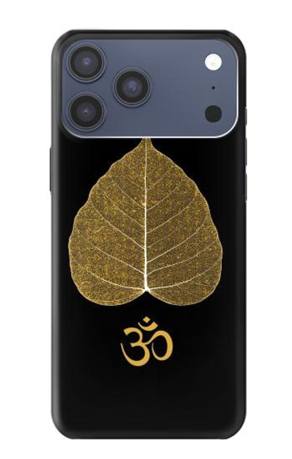 S2331 金の葉仏教 オームシンボル Gold Leaf Buddhist Om Symbol iPhone 17 Pro Max バックケース、フリップケース・カバー