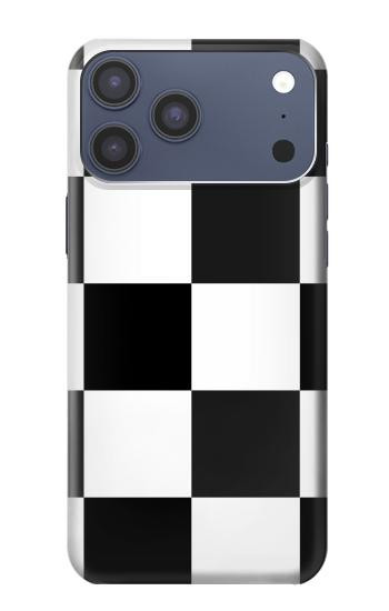 S2492 黒と白のチェッカーボード Black and White Check iPhone 17 Pro Max, 18 Pro Max バックケース、フリップケース・カバー