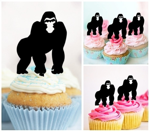 TA0114 ゴリラ Gorilla アクリル製 カップケーキトッパー ケーキトッパー ケーキスティック 結婚式　誕生日　パーティー　装飾用品　アクセサリー　10本