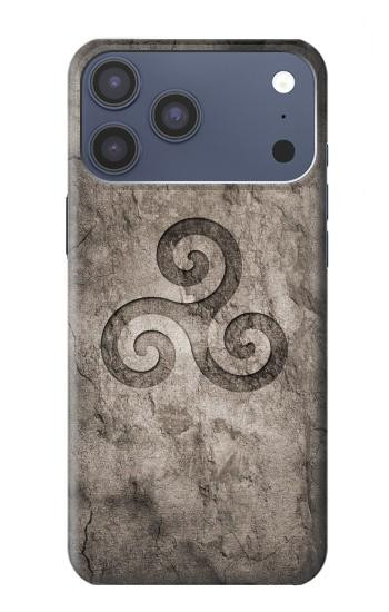 S2892 三脚巴シンボル Triskele Symbol Stone Texture iPhone 17 Pro Max バックケース、フリップケース・カバー