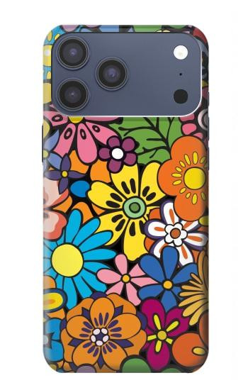 S3281 カラフルなヒッピーの花のパターン Colorful Hippie Flowers Pattern iPhone 17 Pro Max, 18 Pro Max バックケース、フリップケース・カバー