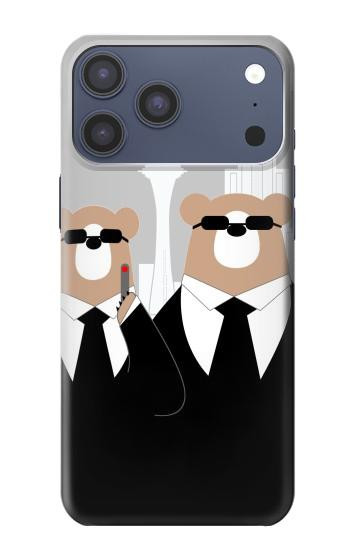S3557 黒いスーツのクマ Bear in Black Suit iPhone 17 Pro Max, 18 Pro Max バックケース、フリップケース・カバー