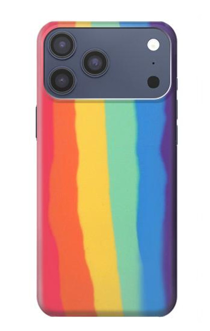 S3799 かわいい縦水彩レインボー Cute Vertical Watercolor Rainbow iPhone 17 Pro Max バックケース、フリップケース・カバー