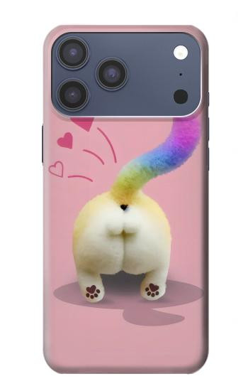 S3923 猫のお尻の虹のしっぽ Cat Bottom Rainbow Tail iPhone 17 Pro Max バックケース、フリップケース・カバー