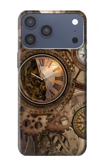 S3927 コンパスクロックゲージスチームパンク Compass Clock Gage Steampunk iPhone 17 Pro Max バックケース、フリップケース・カバー