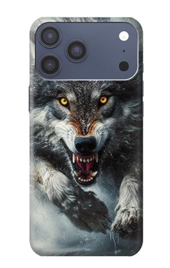 S3965 怒ったオオカミが走る Angry Wolf Running iPhone 17 Pro Max, 18 Pro Max バックケース、フリップケース・カバー