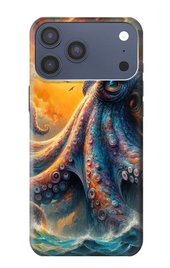 S4003 油絵 巨大タコ Oil Color Painting Giant Octopus iPhone 17 Pro Max バックケース、フリップケース・カバー