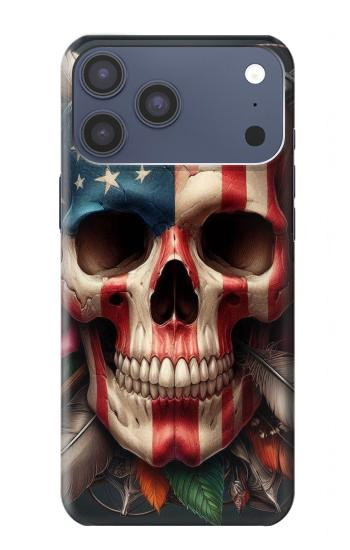 S4015 スカル アメリカ国旗 Skull American Flag iPhone 17 Pro Max, 18 Pro Max バックケース、フリップケース・カバー