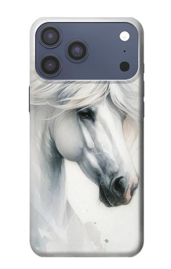 S4025 白馬の絵 White Horse Painting iPhone 17 Pro Max, 18 Pro Max バックケース、フリップケース・カバー
