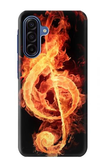 S0493 音楽ノート火災 Music Note Burn Samsung Galaxy A17, A18 バックケース、フリップケース・カバー