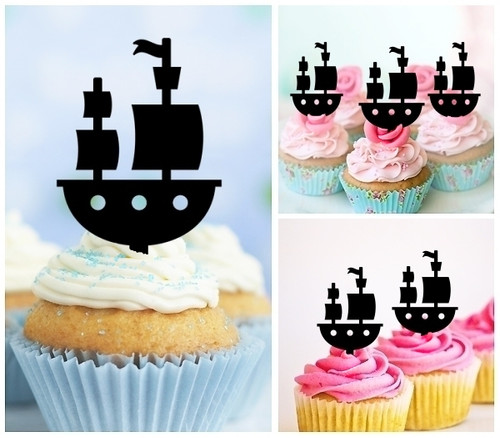 TA0268 おもちゃ船 Toy Ship アクリル製 カップケーキトッパー ケーキトッパー ケーキスティック 結婚式　誕生日　パーティー　装飾用品　アクセサリー　10本