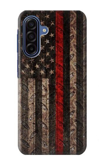 S3804 消防士メタルレッドラインフラググラフィック Fire Fighter Metal Red Line Flag Graphic Samsung Galaxy A17, A18 バックケース、フリップケース・カバー