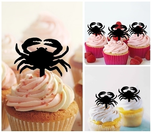 TA0330 カニ Crab アクリル製 カップケーキトッパー ケーキトッパー ケーキスティック 結婚式　誕生日　パーティー　装飾用品　アクセサリー　10本