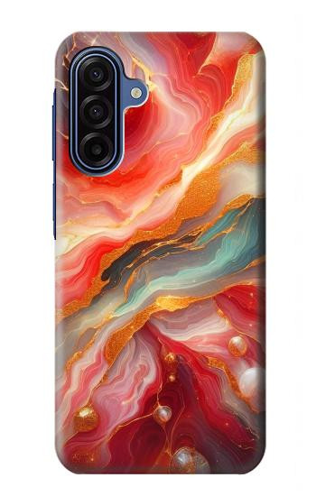 S4012 赤い大理石の金色の静脈 Red Marble Gold Veins Samsung Galaxy A17 バックケース、フリップケース・カバー