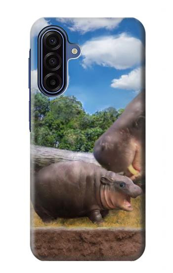 S4031 赤ちゃんカバ Baby Hippo Hippopotamus Family Samsung Galaxy A17 バックケース、フリップケース・カバー