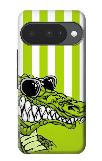 S2323 楽しい グリーンアリゲータークロコダイル Funny Green Alligator Crocodile Google Pixel 10, 10 Pro バックケース、フリップケース・カバー