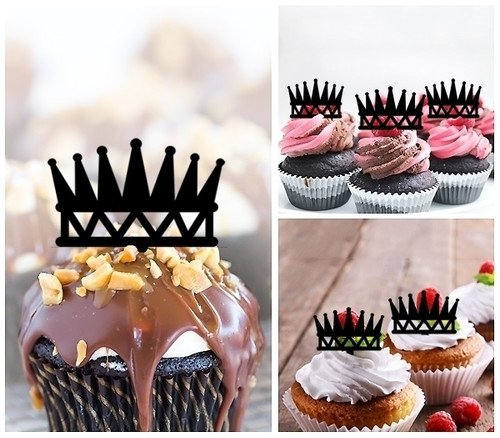 TA0457 クラウン Crown アクリル製 カップケーキトッパー ケーキトッパー ケーキスティック 結婚式　誕生日　パーティー　装飾用品　アクセサリー　10本