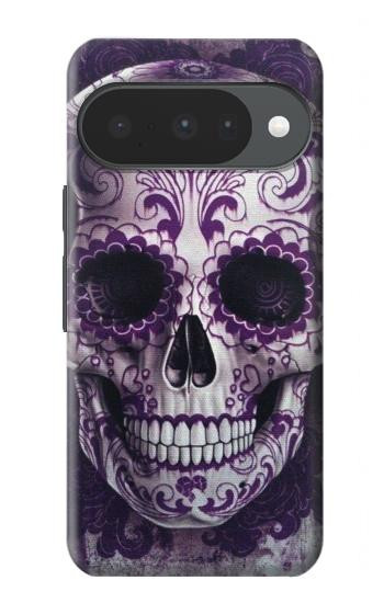 S3582 紫の頭蓋骨 Purple Sugar Skull Google Pixel 10, 10 Pro バックケース、フリップケース・カバー