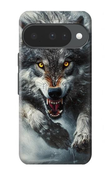 S3965 怒ったオオカミが走る Angry Wolf Running Google Pixel 10, 10 Pro バックケース、フリップケース・カバー