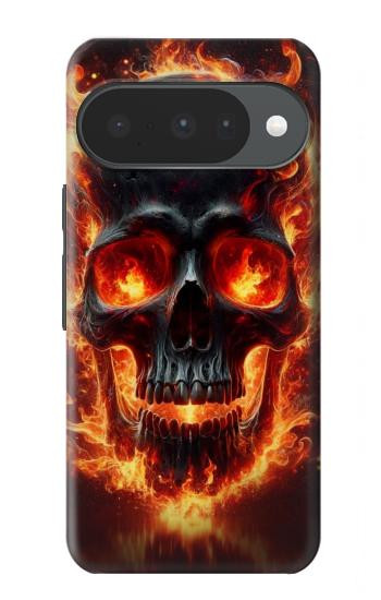 S3986 火の頭蓋骨 Fire Skull Google Pixel 10, 10 Pro バックケース、フリップケース・カバー