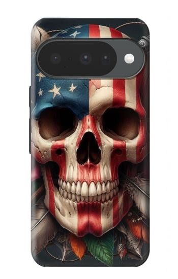 S4015 スカル アメリカ国旗 Skull American Flag Google Pixel 10, 10 Pro バックケース、フリップケース・カバー