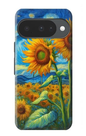 S4019 ひまわり ヴァン・ゴッホ風 Sunflower Van Gogh Style Google Pixel 10, 10 Pro バックケース、フリップケース・カバー