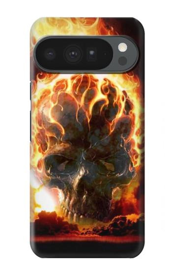 S0863 地獄火スカル Hell Fire Skull Google Pixel 10 Pro XL バックケース、フリップケース・カバー