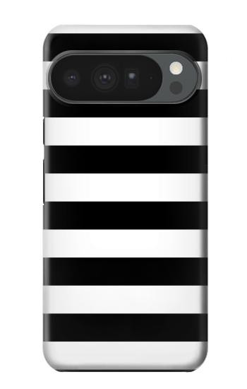 S1596 黒と白のストライプ Black and White Striped Google Pixel 10 Pro XL バックケース、フリップケース・カバー