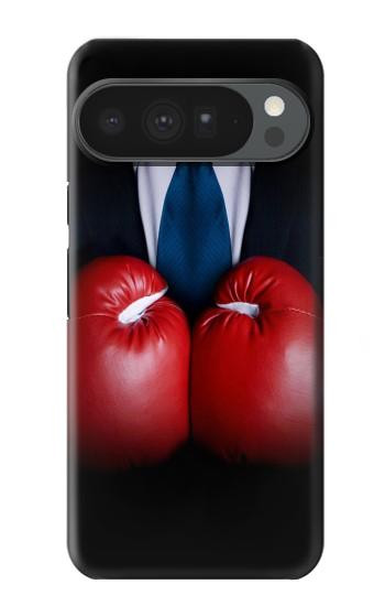 S2261 ボクシンググローブ黒スーツビジネスマン Businessman In Black Suit With Boxing Gloves Google Pixel 10 Pro XL バックケース、フリップケース・カバー