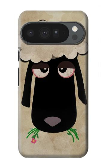 S2826 眠えない黒い羊 Cute Cartoon Unsleep Black Sheep Google Pixel 10 Pro XL バックケース、フリップケース・カバー