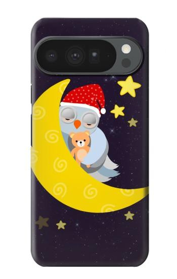 S2849 かわいいスリーピーフクロウ Cute Sleepy Owl Moon Night Google Pixel 10 Pro XL バックケース、フリップケース・カバー