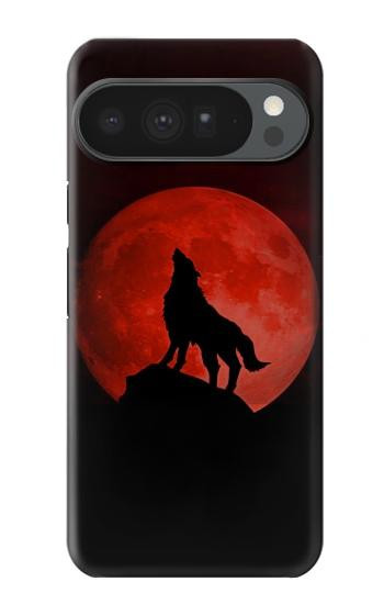 S2955 狼は赤月にハウリング Wolf Howling Red Moon Google Pixel 10 Pro XL バックケース、フリップケース・カバー