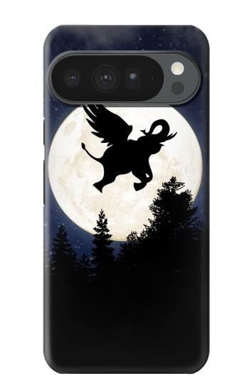 S3323 飛び象満月の夜 Flying Elephant Full Moon Night Google Pixel 10 Pro XL バックケース、フリップケース・カバー
