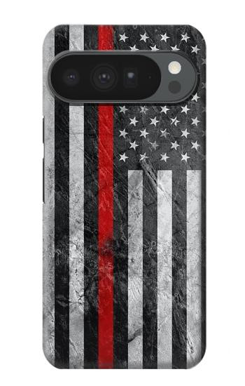 S3687 消防士細い赤い線アメリカの国旗 Firefighter Thin Red Line American Flag Google Pixel 10 Pro XL バックケース、フリップケース・カバー