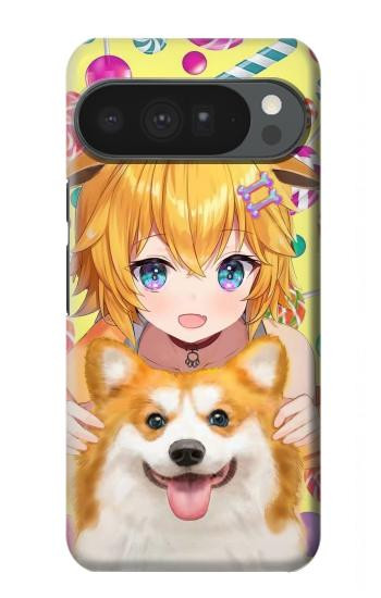 S3918 赤ちゃんコーギー犬コーギー女の子キャンディー Baby Corgi Dog Corgi Girl Candy Google Pixel 10 Pro XL バックケース、フリップケース・カバー